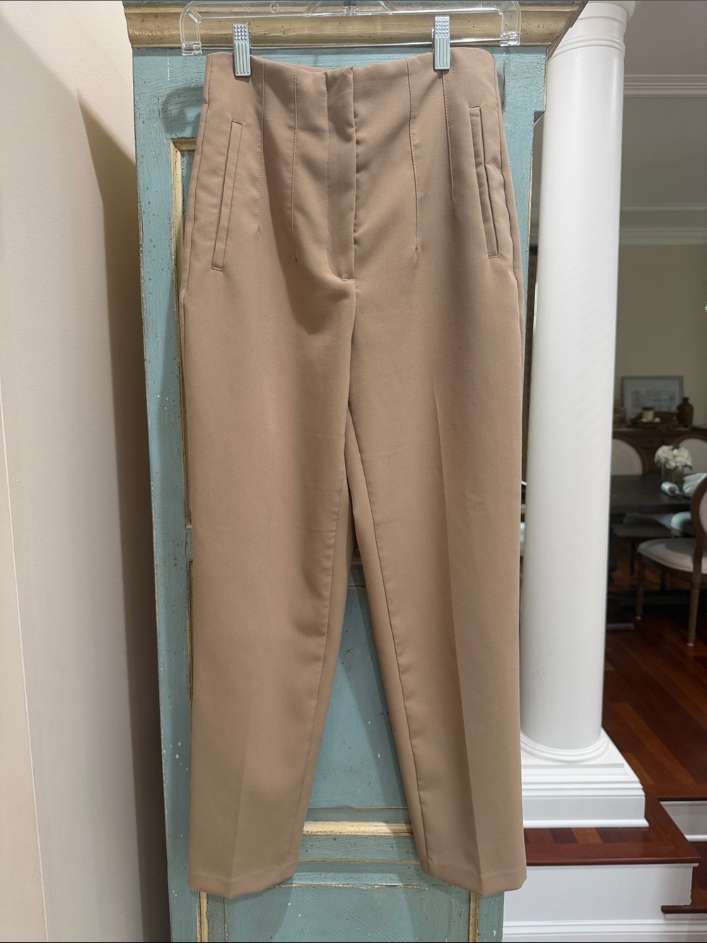 Zara Camel/Tan High-Waist Tailored Trousers